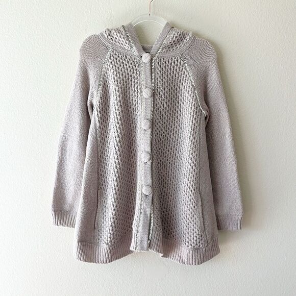 Rebecca Taylor Mohair Wool Blend Knit Hooded Sequin Cardigan - Picture 1 of 12